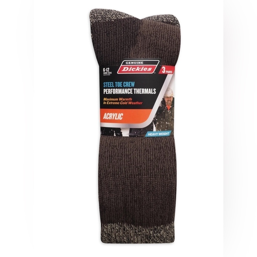 Genuine Dickies Acrylic Thermal Crew, 3 Pack, Shoe Size 6-12